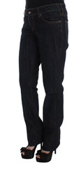 Cavalli Blue Cotton Straight Fit Stretch Jeans - Jeans