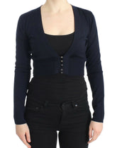 Cavalli Blue cropped wool cardigan - IT46|XL - Cardigans