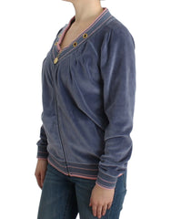 Cavalli Blue velvet zipup sweater - Cardigans