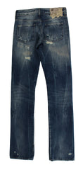 Cavalli Blue Wash Torn Cotton Straight Fit Jeans - W26 - Jeans