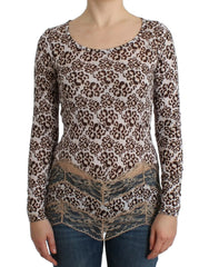 Cavalli Brown longsleeved lace top - IT44|L - Blouses