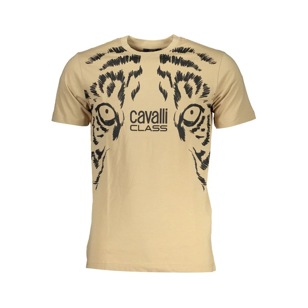 Cavalli Class Beige Cotton T-Shirt - T-Shirts