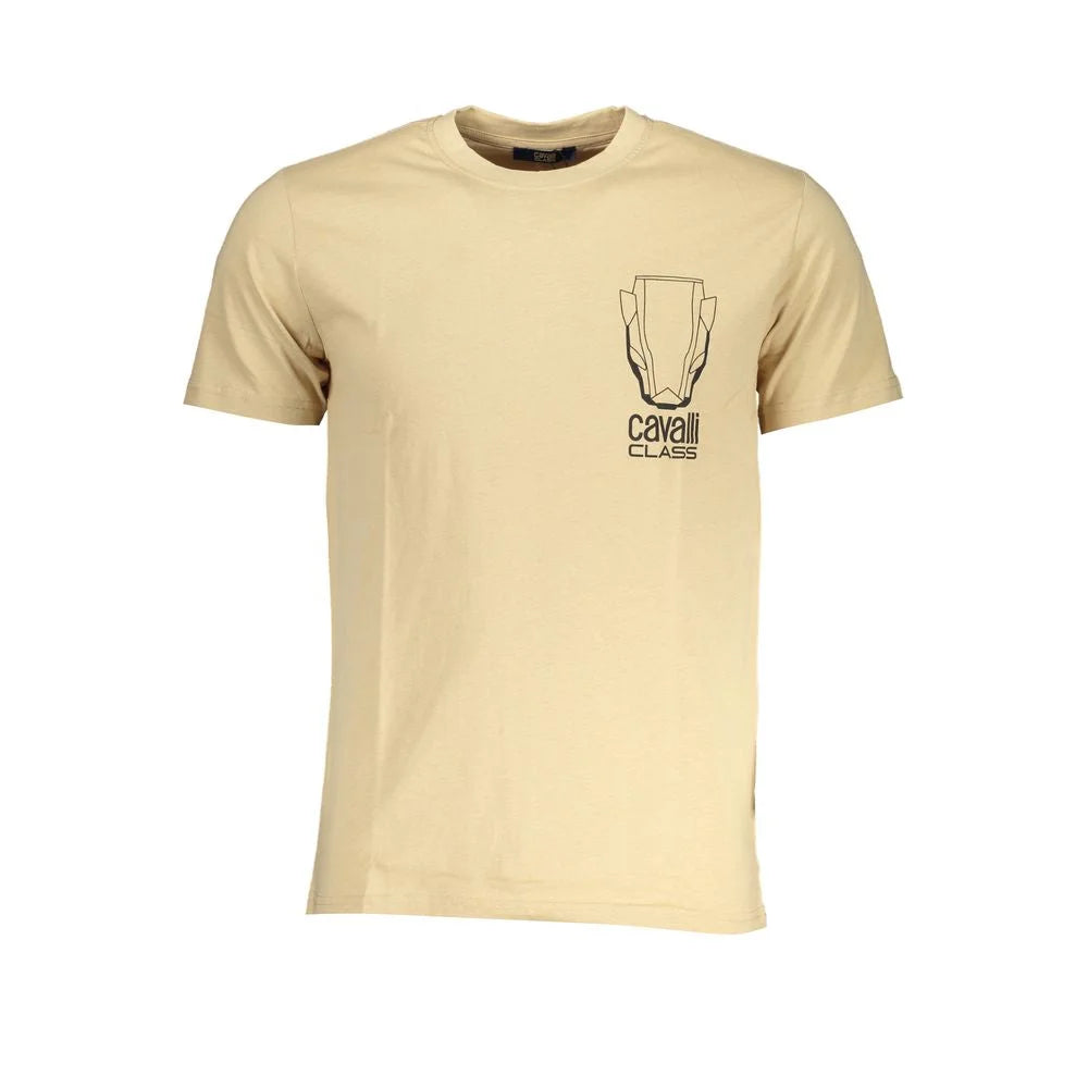 Cavalli Class Beige Cotton T-Shirt - T-Shirts