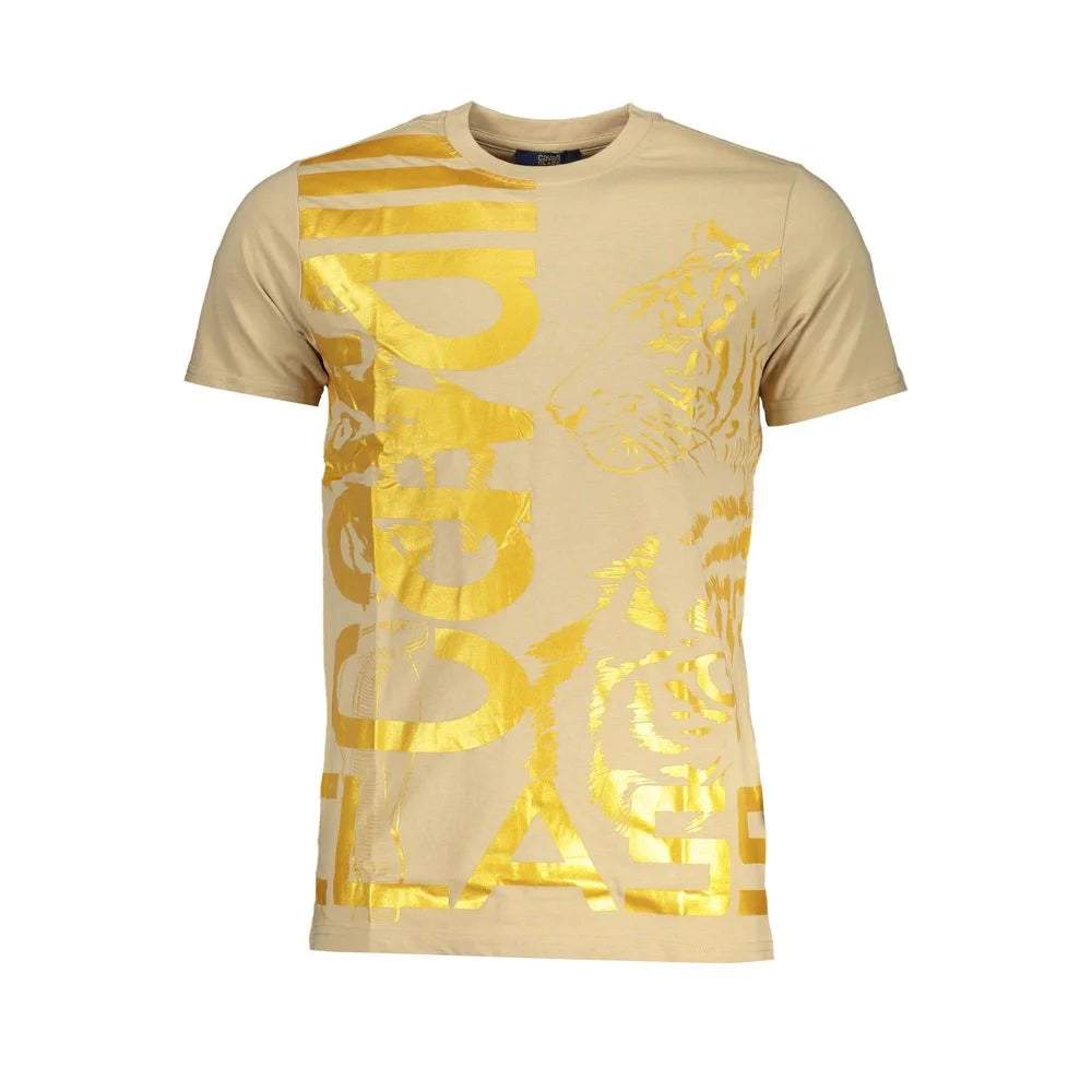 Cavalli Class Beige Cotton T-Shirt - T-Shirts