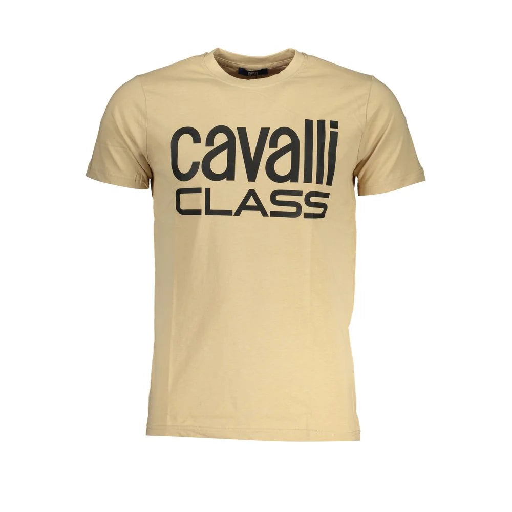Cavalli Class Beige Cotton T-Shirt - XL - T-Shirts