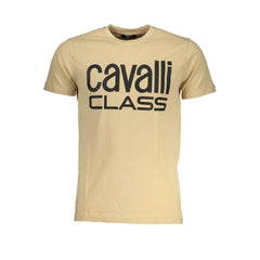 Cavalli Class Beige Cotton T-Shirt - XL - T-Shirts