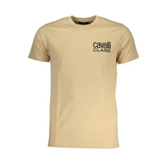 Cavalli Class Beige Cotton T-Shirt - XXL - T-Shirts