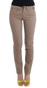 Cavalli Class Beige Dress Skinny Slim Straight Chinos Pants - IT40