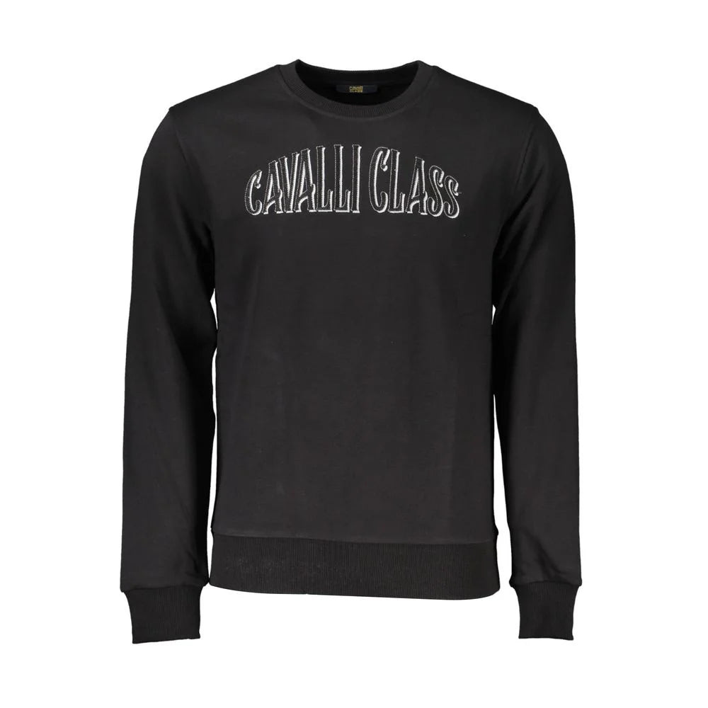 Cavalli Class Black Cotton Men Sweater - Sweatshirts
