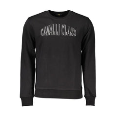 Cavalli Class Black Cotton Men Sweater - Sweatshirts