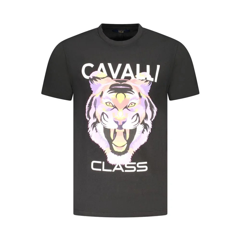 Cavalli Class Black Cotton Men T-Shirt