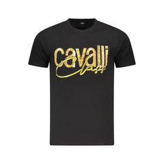 Cavalli Class Black Cotton Men T-Shirt - T-Shirts