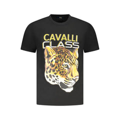 Cavalli Class Black Cotton Men T-Shirt - T-Shirts