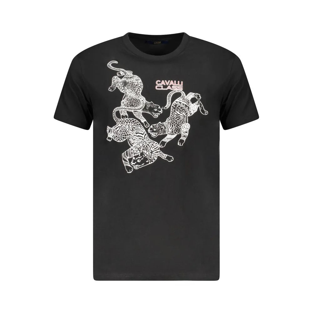Cavalli Class Black Cotton Men T-Shirt - T-Shirts