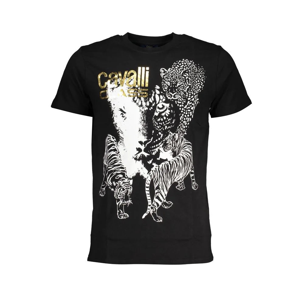 Cavalli Class Black Cotton T-Shirt - T-Shirts