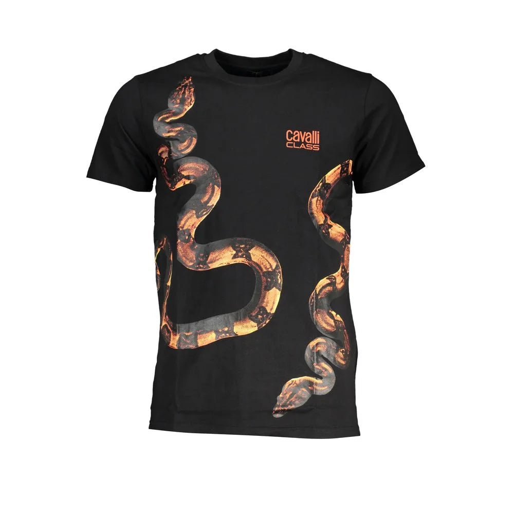 Cavalli Class Black Cotton T-Shirt - XL - T-Shirts