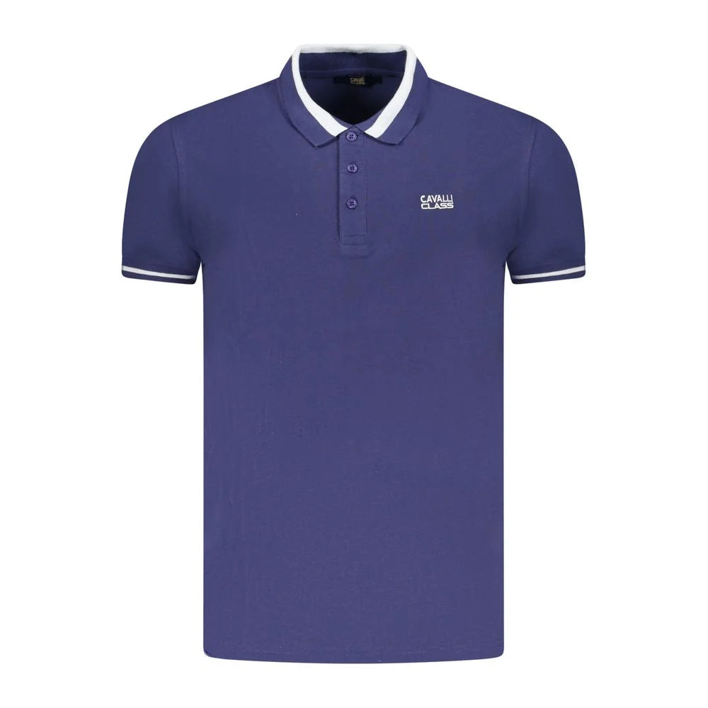 Cavalli Class Blue Cotton Men Polo Shirt - Polos