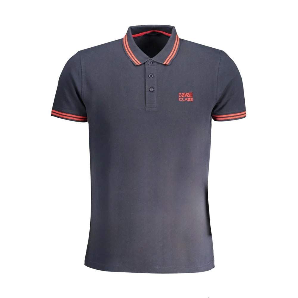 Cavalli Class Blue Cotton Polo Shirt - Polos