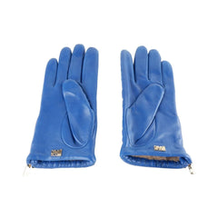 Cavalli Class Blue Lambskin Women Glove - 7.5|S - Gloves & Mittens