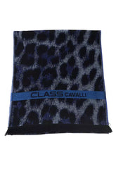 Cavalli Class Blue Wool Men Scarf - Scarves & Shawls
