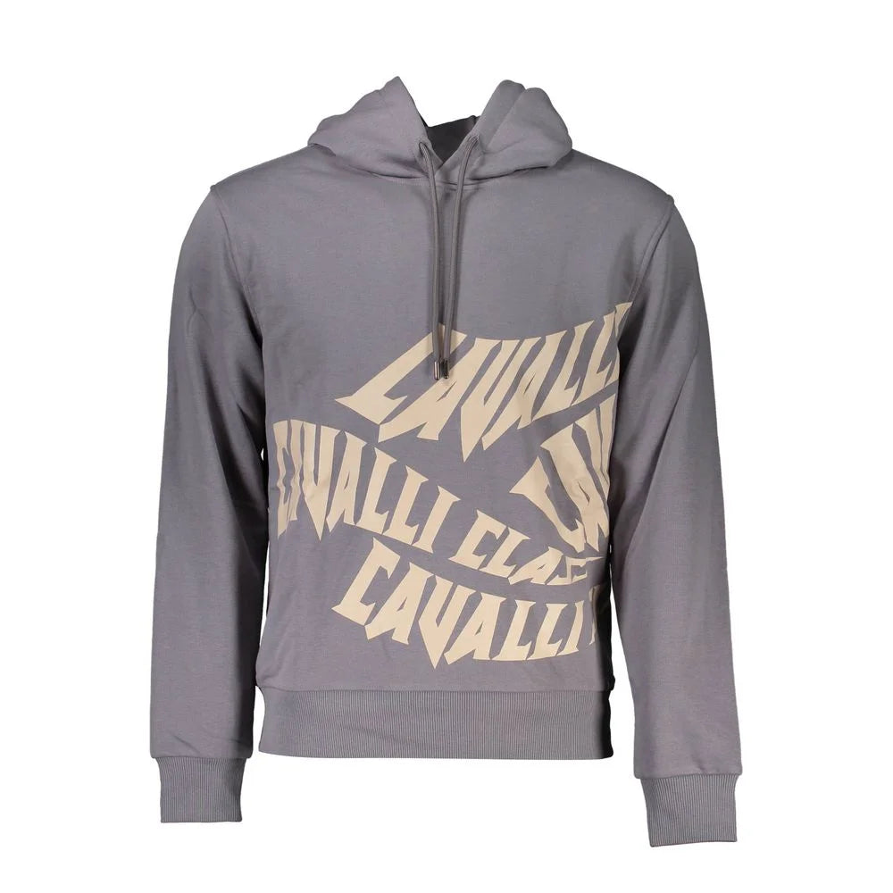Cavalli Class Gray Cotton Men Sweater - Hoodies