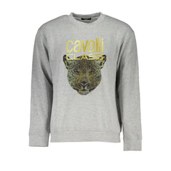 Cavalli Class Gray Cotton Men Sweater - Sweatshirts