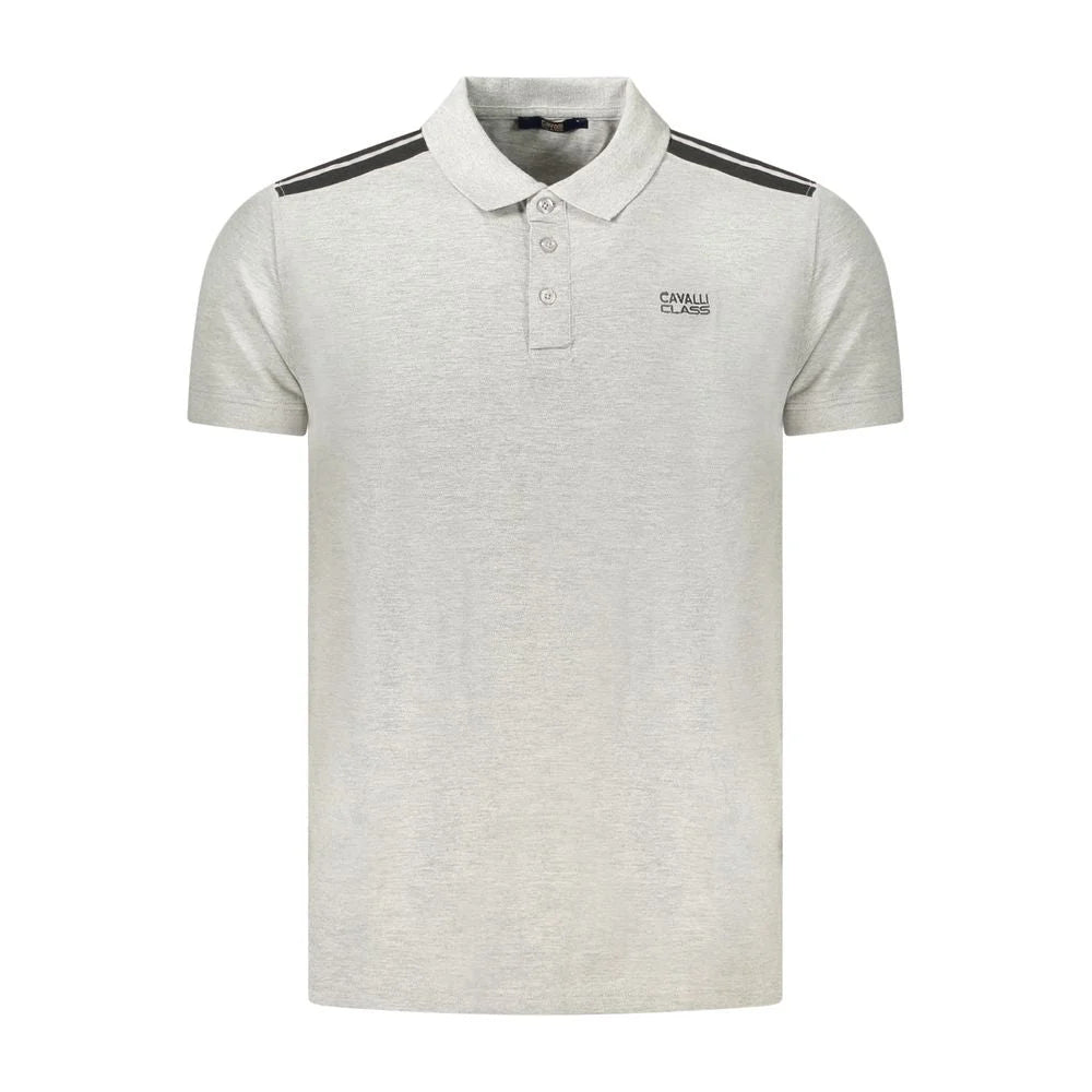 Cavalli Class Gray Cotton Polo Shirt