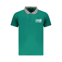 Cavalli Class Green Cotton Men Polo Shirt - Polos