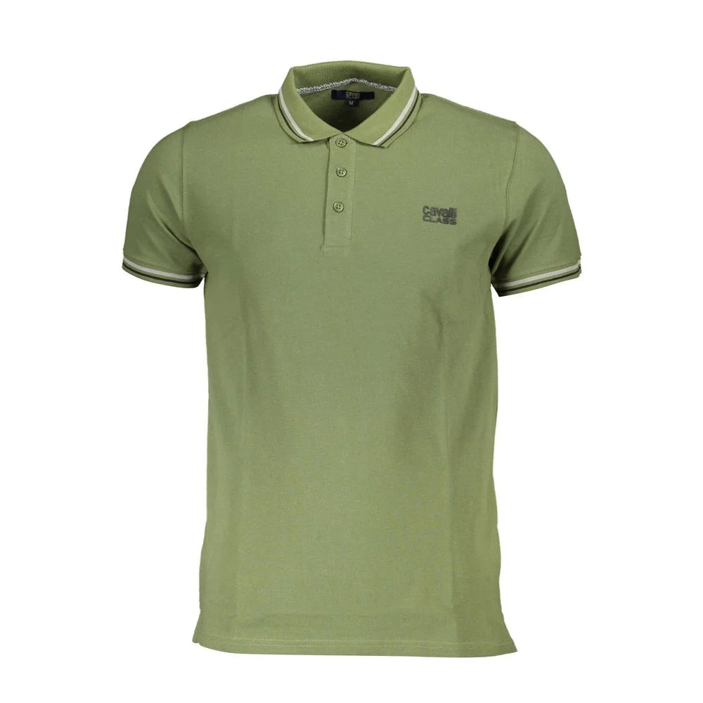 Cavalli Class Green Cotton Men Polo Shirt - Polos