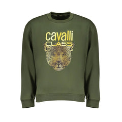Cavalli Class Green Cotton Men Sweater - M