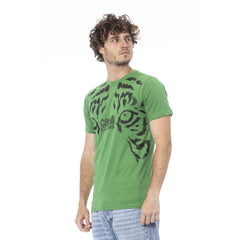Cavalli Class Green Cotton Men T-Shirt - M - T-Shirts