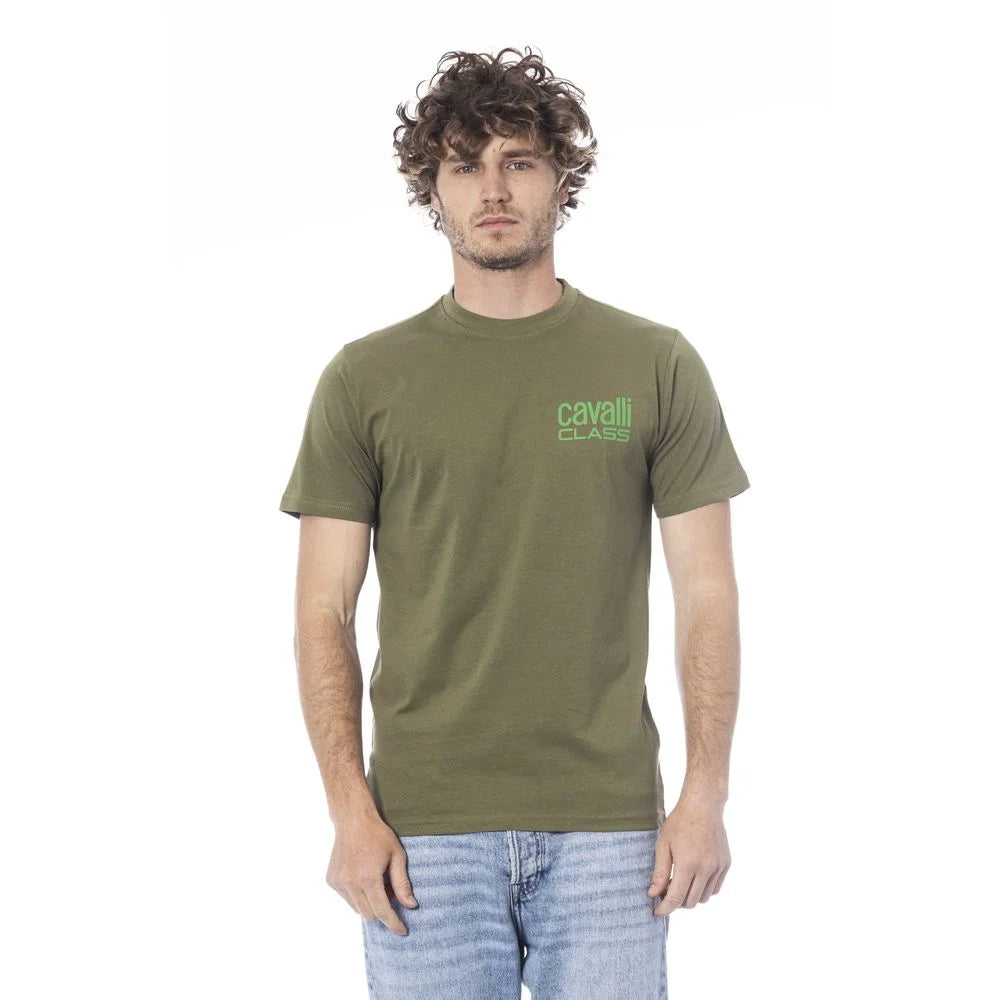 Cavalli Class Green Cotton Men T-Shirt - T-Shirts