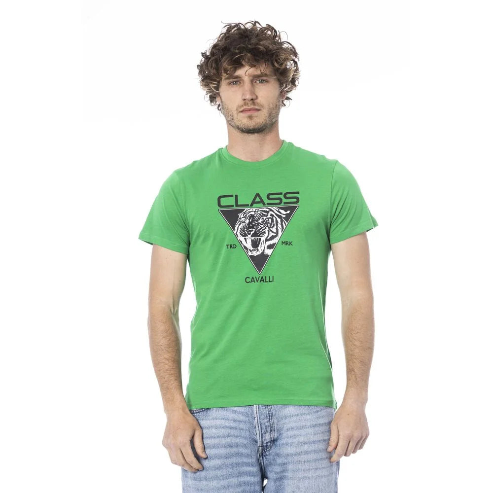 Cavalli Class Green Cotton Men T-Shirt - T-Shirts