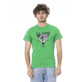 Cavalli Class Green Cotton Men T-Shirt - T-Shirts