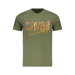 Cavalli Class Green Cotton Men T-Shirt - T-Shirts