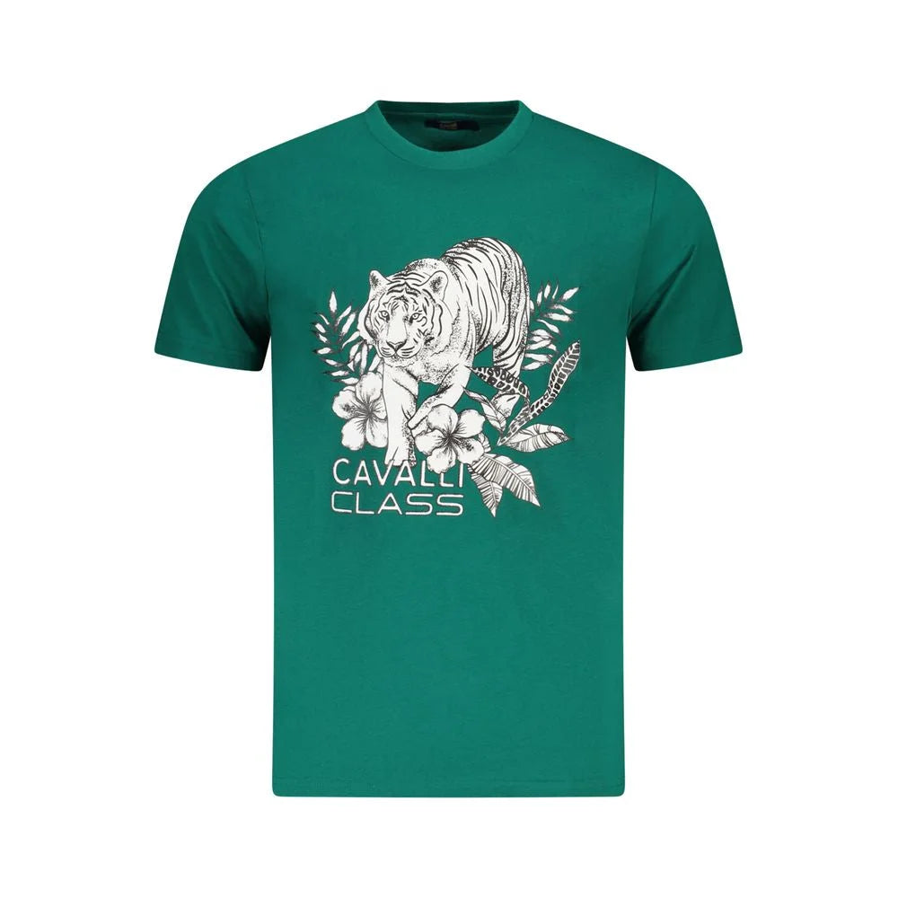 Cavalli Class Green Cotton Men T-Shirt - T-Shirts