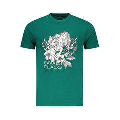 Cavalli Class Green Cotton Men T-Shirt - T-Shirts