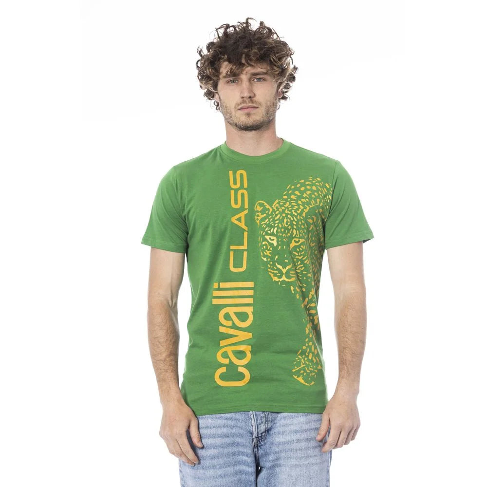 Cavalli Class Green Cotton Men T-Shirt - T-Shirts