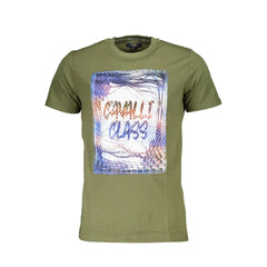 Cavalli Class Green Cotton Men T-Shirt - T-Shirts