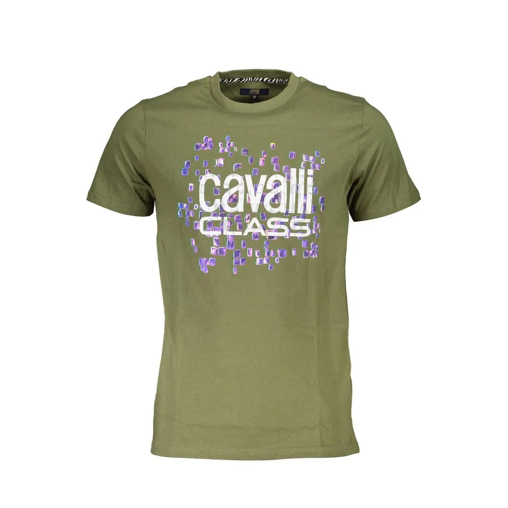 Cavalli Class Green Cotton Men T-Shirt - T-Shirts
