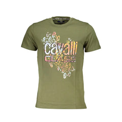 Cavalli Class Green Cotton T-Shirt - L - T-Shirts