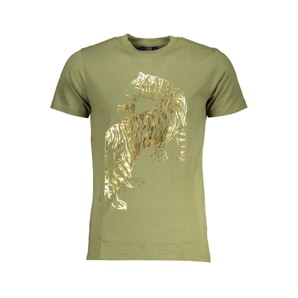 Cavalli Class Green Cotton T-Shirt - T-Shirts
