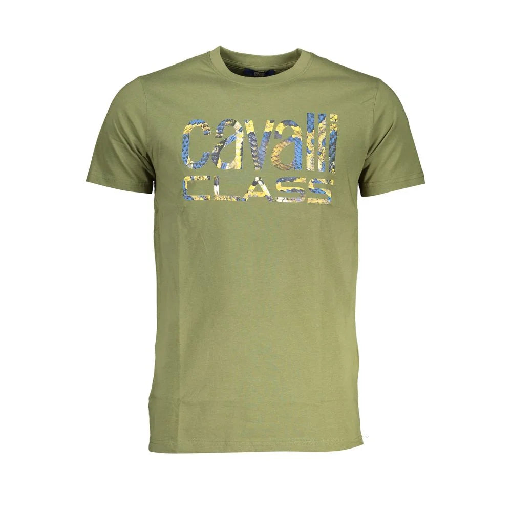Cavalli Class Green Cotton T-Shirt - T-Shirts