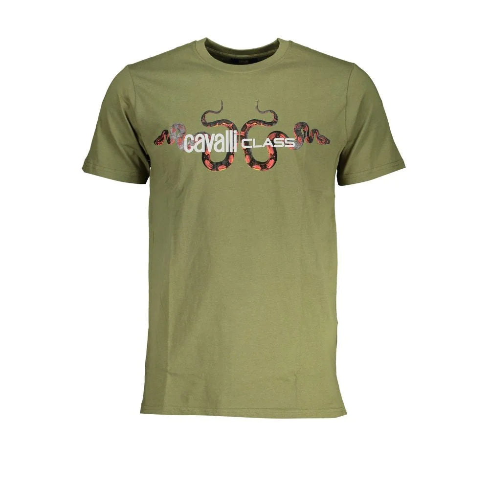 Cavalli Class Green Cotton T-Shirt - T-Shirts