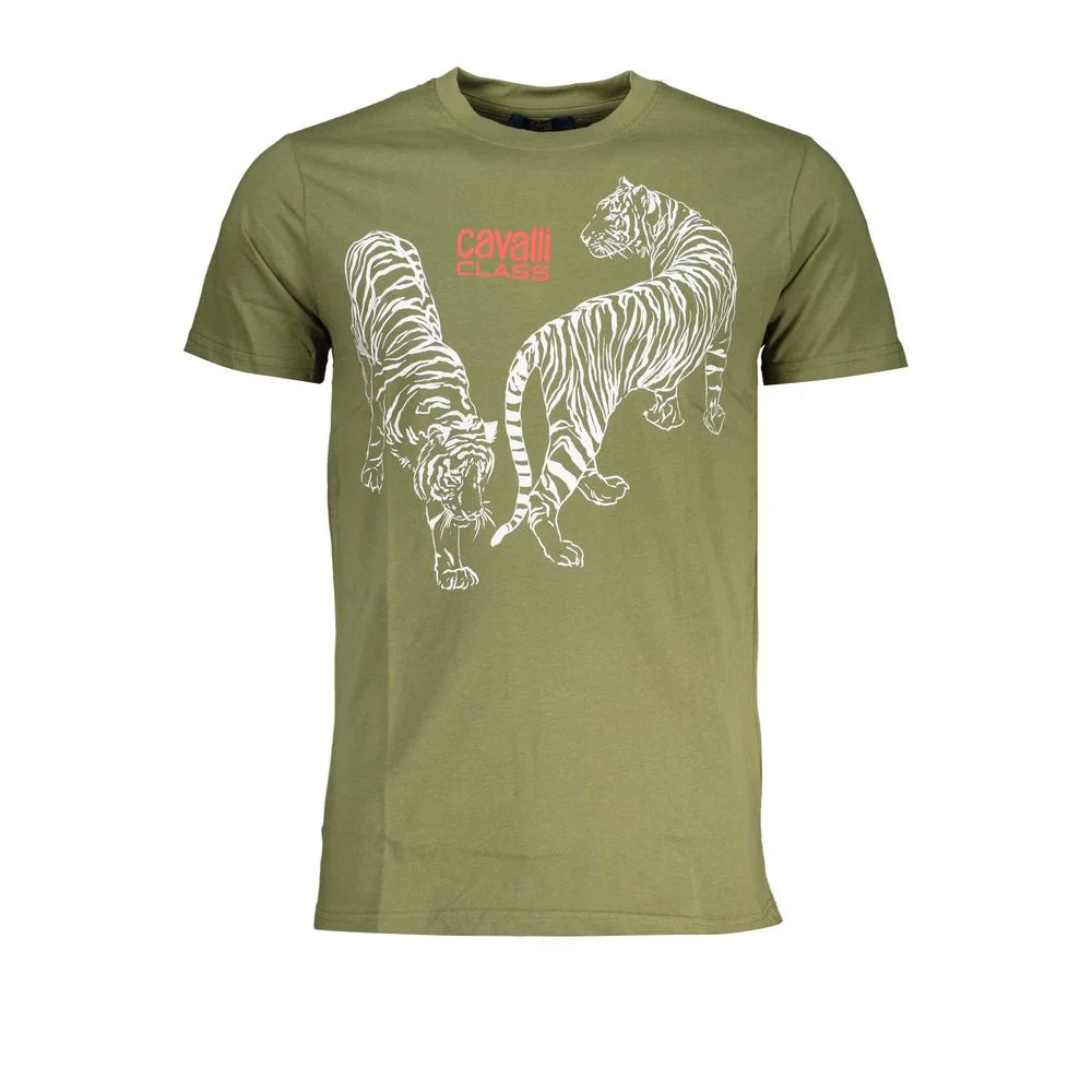 Cavalli Class Green Cotton T-Shirt - T-Shirts