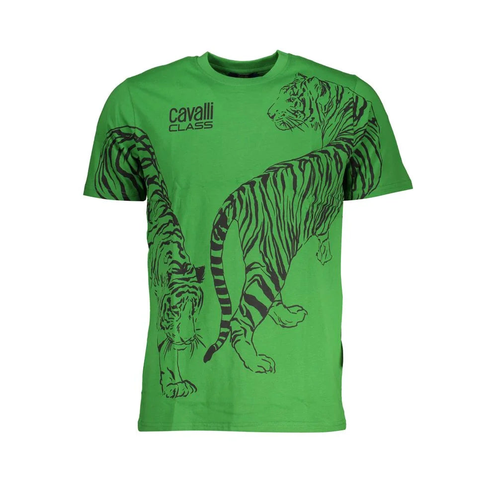Cavalli Class Green Cotton T-Shirt - T-Shirts