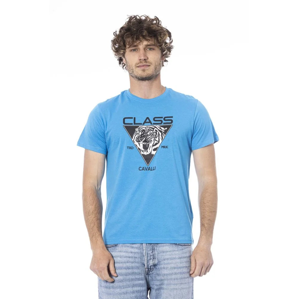 Cavalli Class Light Blue Cotton Men T-Shirt - L - T-Shirts
