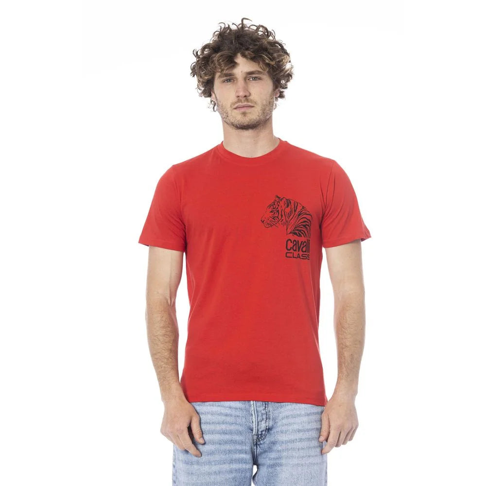 Cavalli Class Red Cotton Men T-Shirt - T-Shirts
