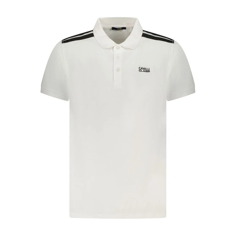 Cavalli Class White Cotton Men Polo Shirt - Polos