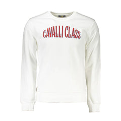 Cavalli Class White Cotton Men Sweater - Sweatshirts